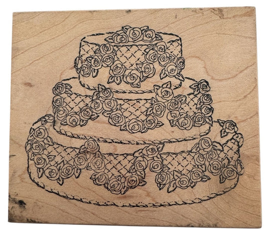 Stampa Rosa Rubber Stamp Wedding Cake Layers Rose Frosting Card Making Baking