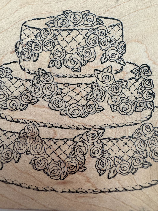 Stampa Rosa Rubber Stamp Wedding Cake Layers Rose Frosting Card Making Baking