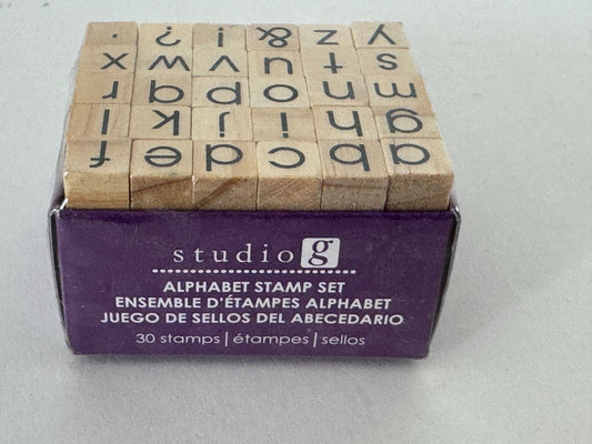 Studio G Rubber Stamp Set Alphabet Tiny Letters Symbols Lowercase Letters Wooden