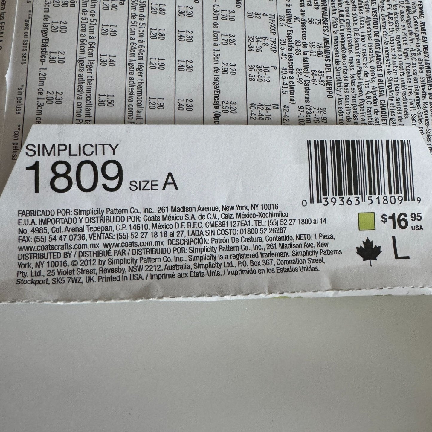 Simplicity Sewing Pattern 1809 Dress Top Jacket Cropped Pants Summer 4-26 Uncut