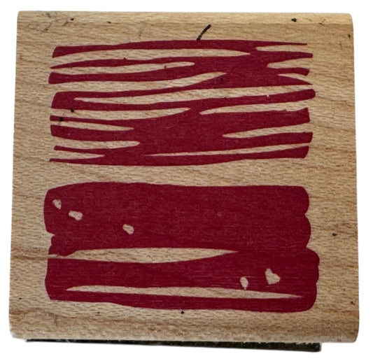 Square Smudge Rubber Stamp Abstract Art Lined Background Card Making Wood Mount