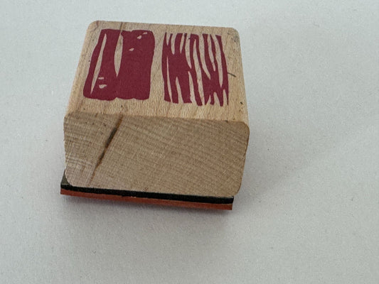 Square Smudge Rubber Stamp Abstract Art Lined Background Card Making Wood Mount