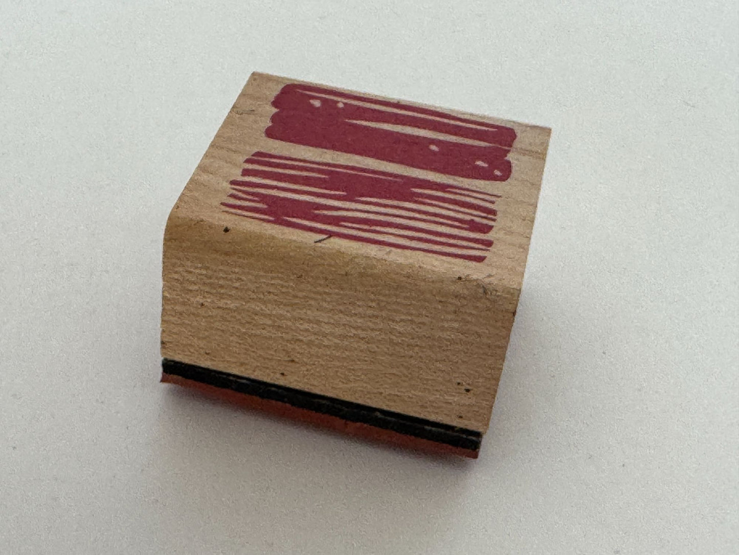 Square Smudge Rubber Stamp Abstract Art Lined Background Card Making Wood Mount