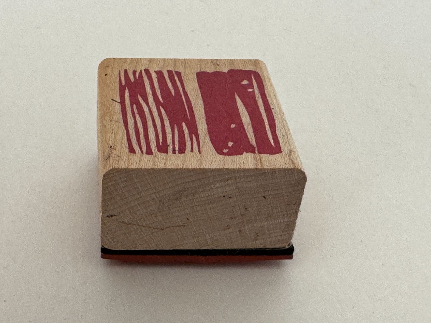 Square Smudge Rubber Stamp Abstract Art Lined Background Card Making Wood Mount