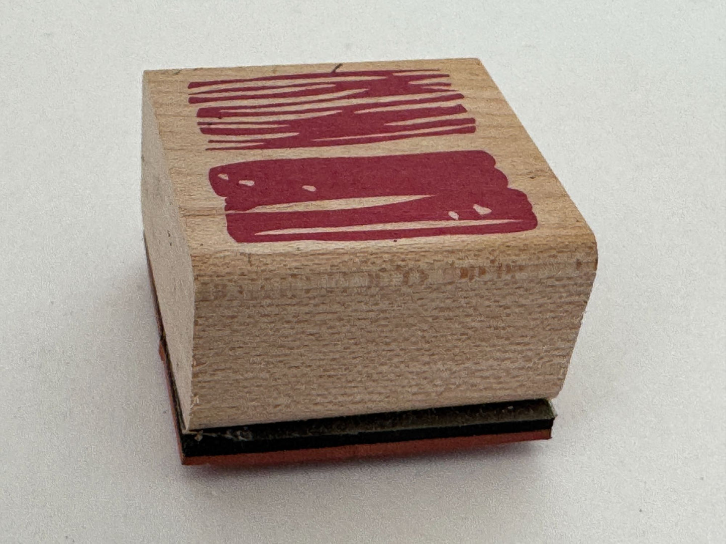 Square Smudge Rubber Stamp Abstract Art Lined Background Card Making Wood Mount