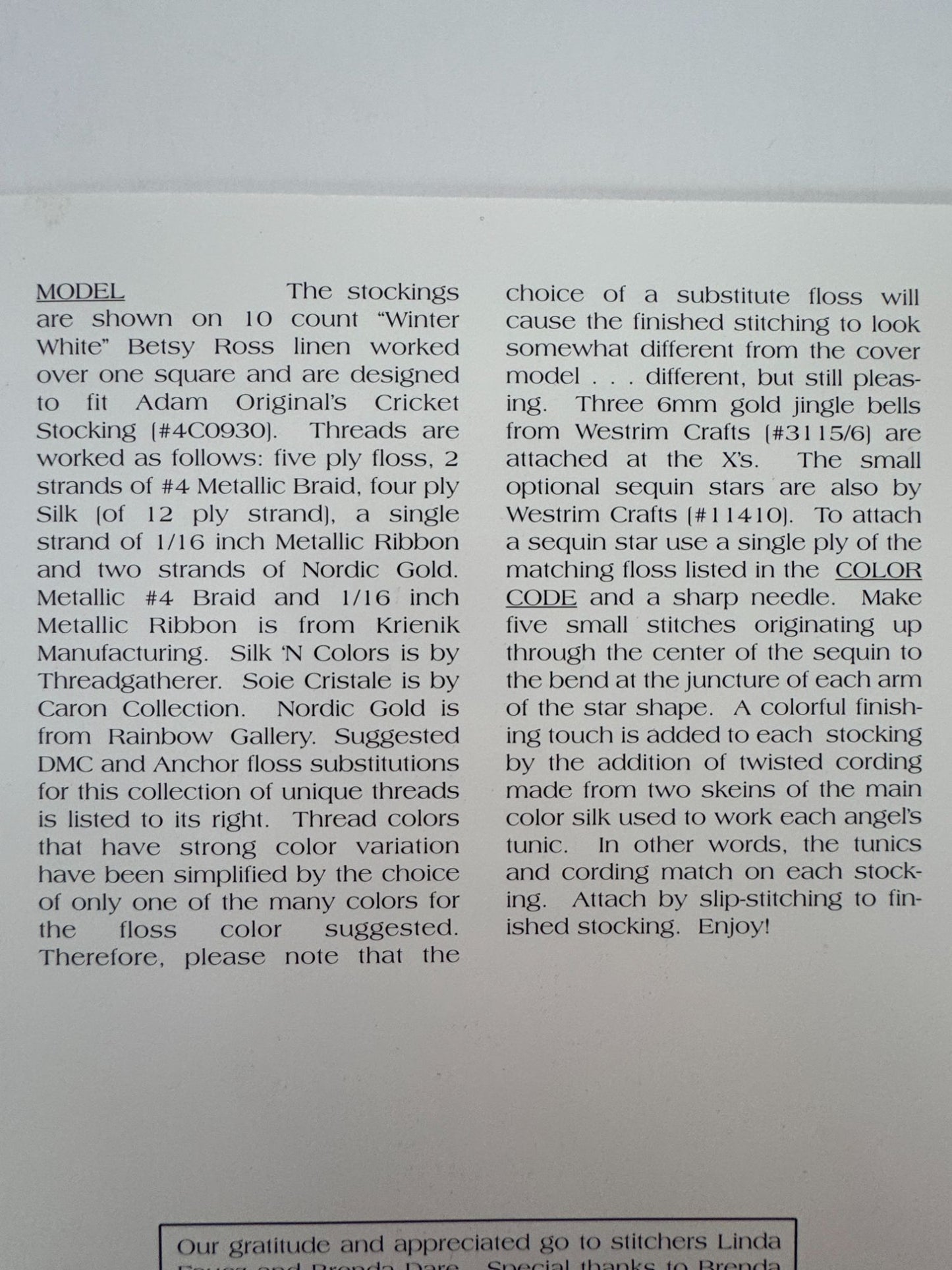 Cross-Eyed Cricket Collection Cross Stitch Pattern Stocking Angels I Christmas