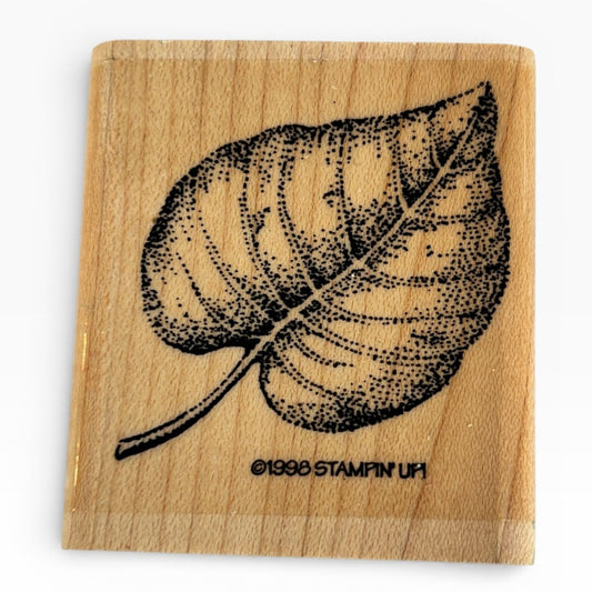 Stampin Up Rubber Stamp Elm Leaf Nature Outdoors Card Making Craft Wood Mounted