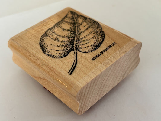 Stampin Up Rubber Stamp Elm Leaf Nature Outdoors Card Making Craft Wood Mounted