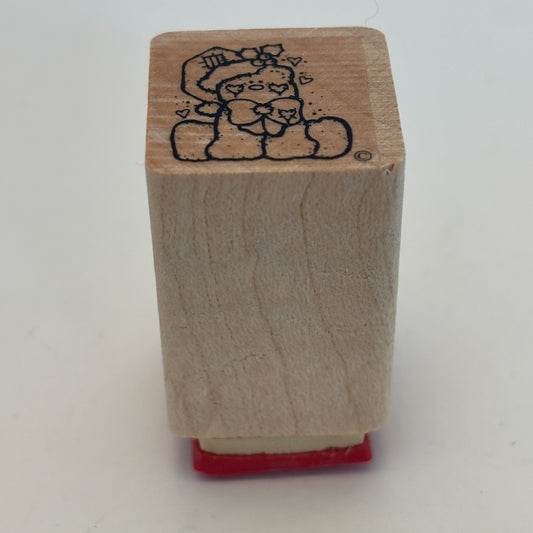 DOTS Rubber Stamp Christmas Teddy Bear Santa Hat Bow Gift Tag Card Making 1 Inch