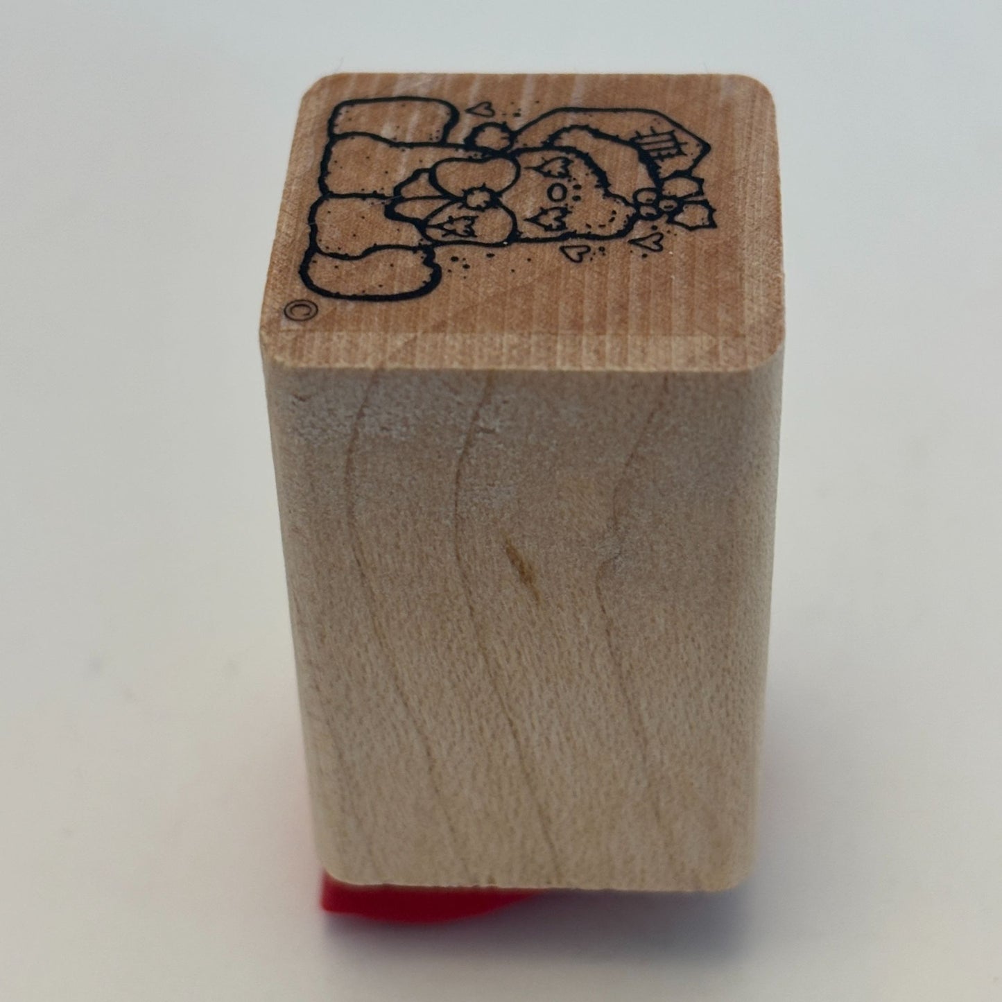 DOTS Rubber Stamp Christmas Teddy Bear Santa Hat Bow Gift Tag Card Making 1 Inch