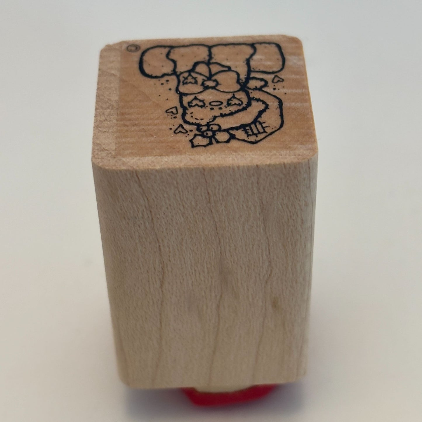 DOTS Rubber Stamp Christmas Teddy Bear Santa Hat Bow Gift Tag Card Making 1 Inch