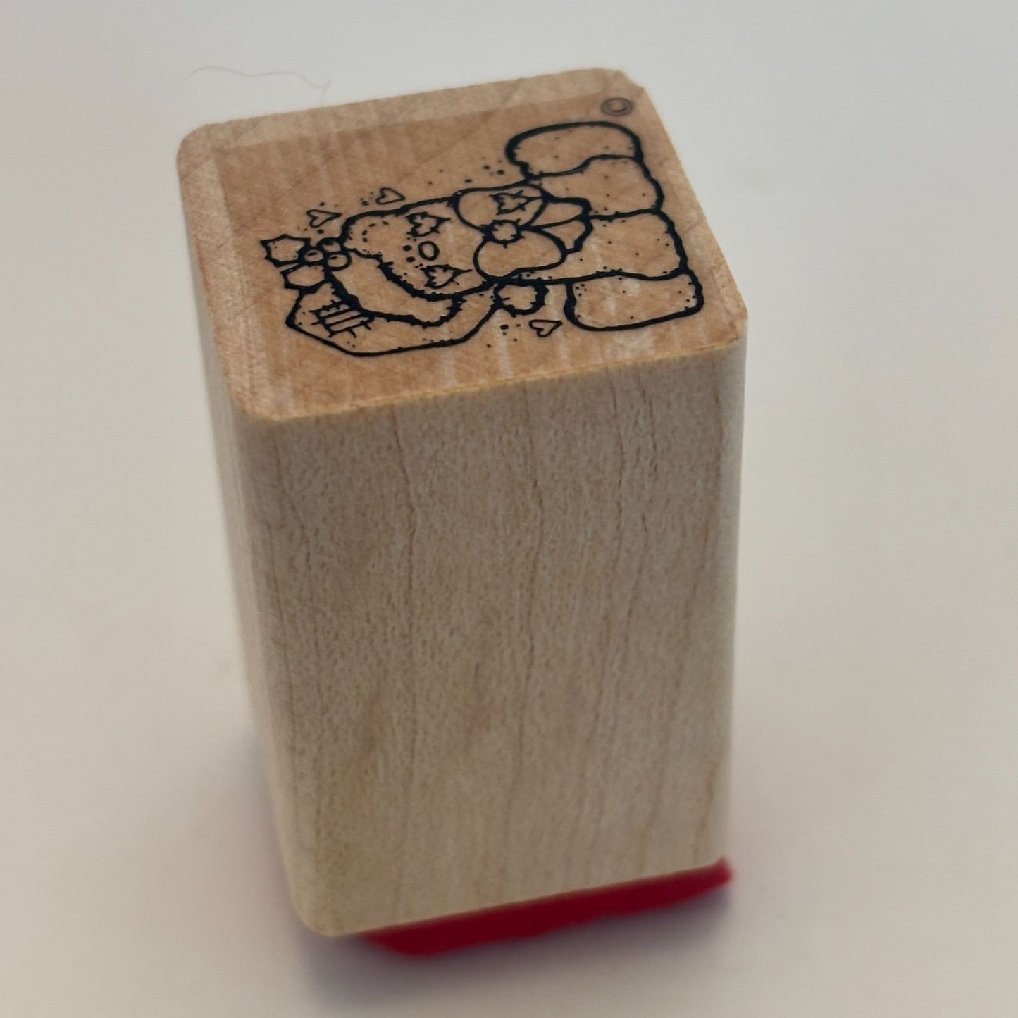 DOTS Rubber Stamp Christmas Teddy Bear Santa Hat Bow Gift Tag Card Making 1 Inch