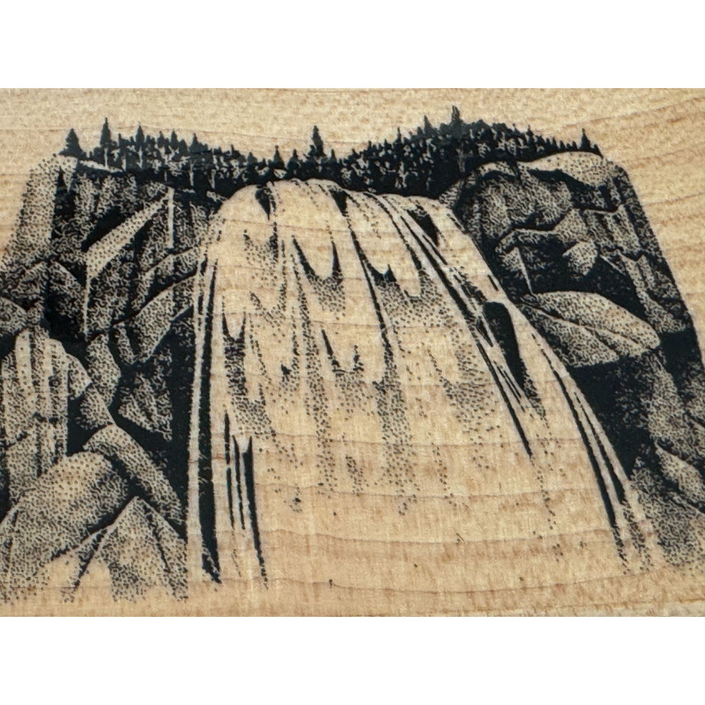 Stampscapes Rubber Stamp Gushing Falls Waterfall Nature Outdoors Landscape 042E