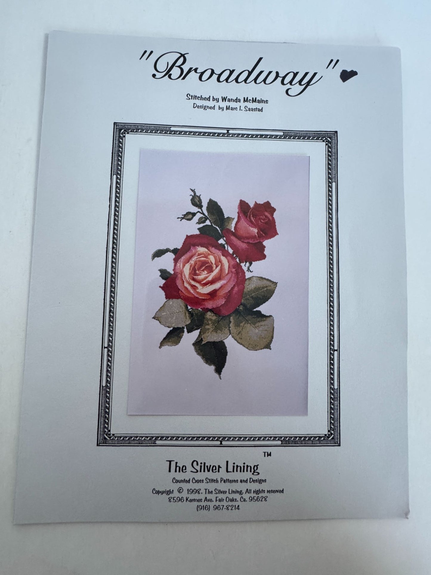 The Silver Lining Counted Cross Stitch Pattern Broadway Roses Flower Garden Love