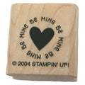 Stampin Up Rubber Stamp Be Mine Heart Valentine Day Words Card Making Craft Wood