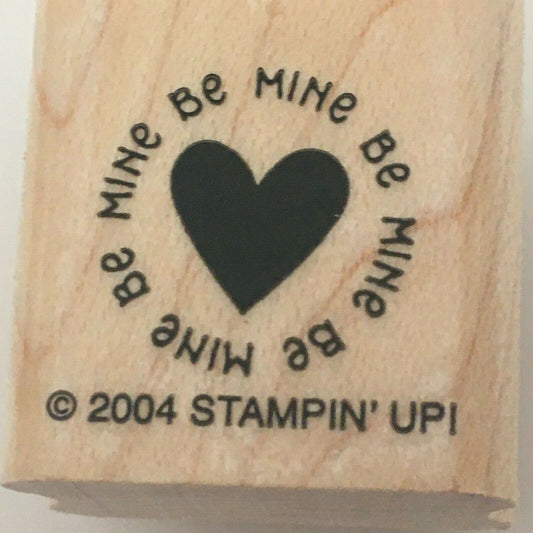 Stampin Up Rubber Stamp Be Mine Heart Valentine Day Words Card Making Craft Wood