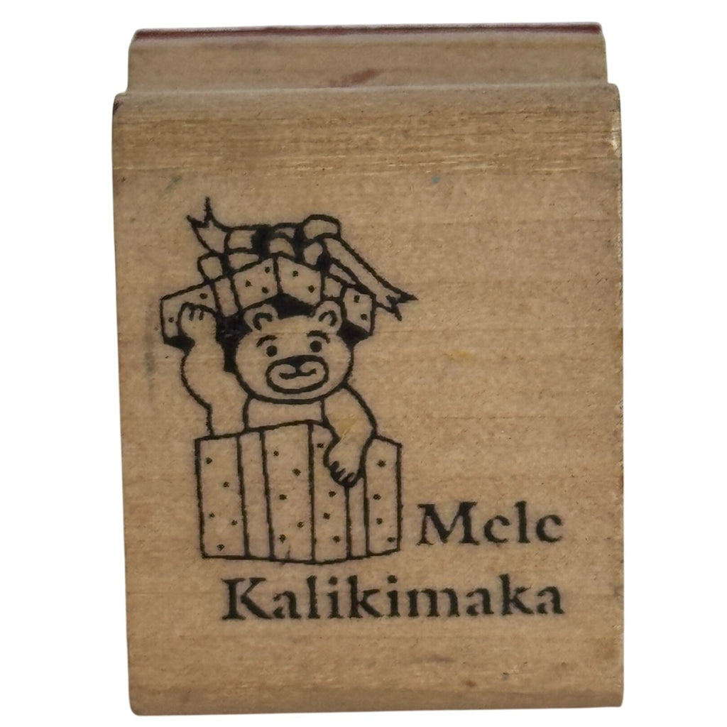 Mele Kalikimaka Rubber Stamp Hawaiian Merry Christmas Bear Gift Card Making Wood Mounted Holidays