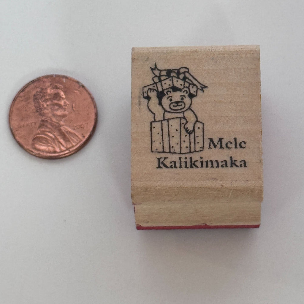 Mele Kalikimaka Rubber Stamp Hawaiian Merry Christmas Bear Gift Card Making Wood Mounted Holidays