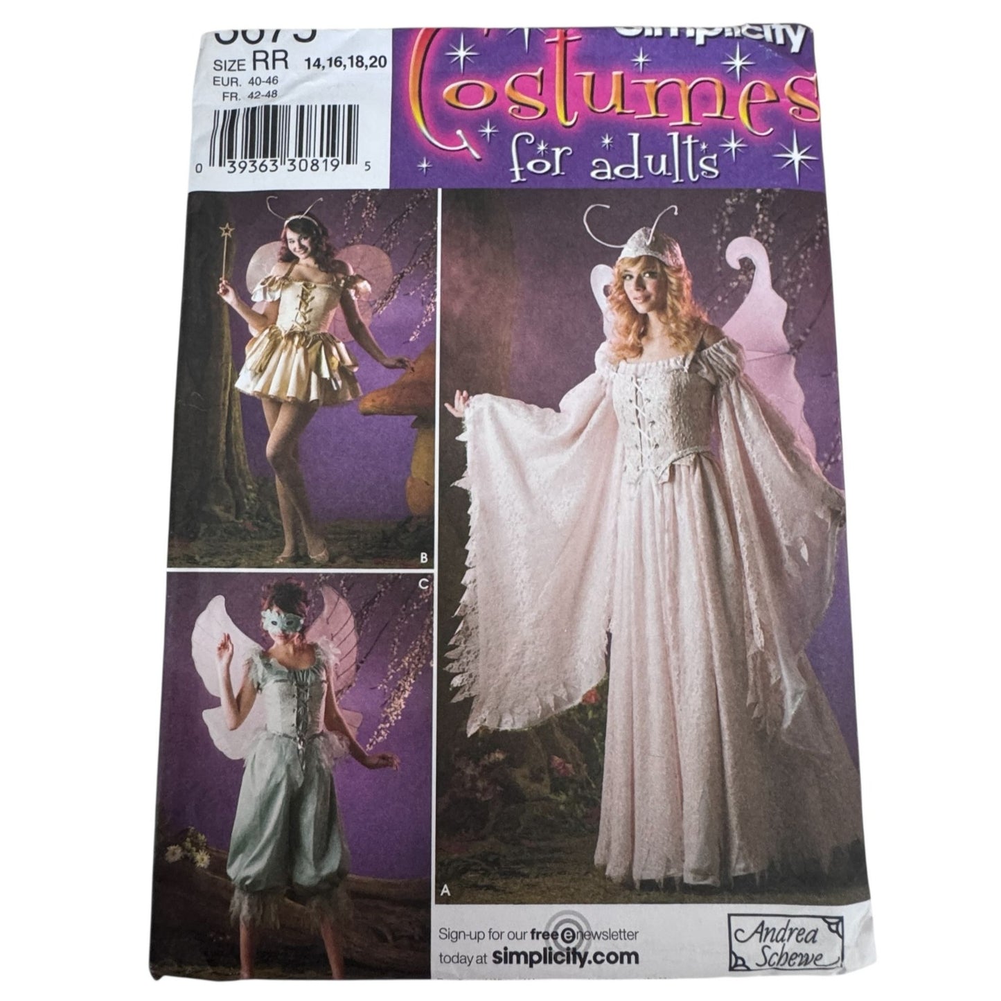 Simplicity 3675 Fairy Costume Butterfly Nymph 14-20 Andrea Schewe Uncut Halloween Fantasy Cosplay