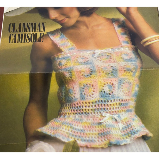 Coats and Clarks Crochet Pattern Clansman Camisole Sweater Sleeveless Vintage