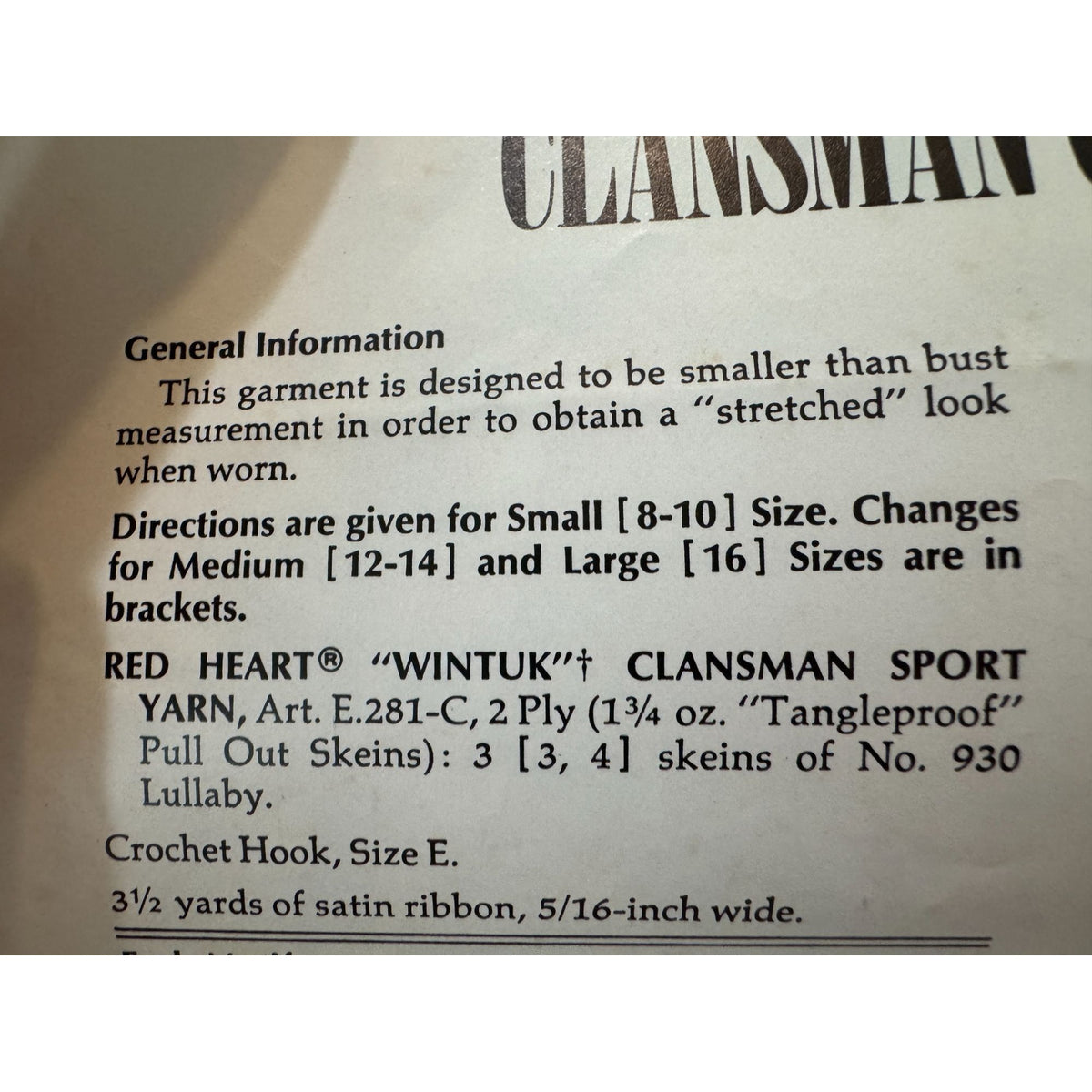 Coats and Clarks Crochet Pattern Clansman Camisole Sweater Sleeveless Vintage