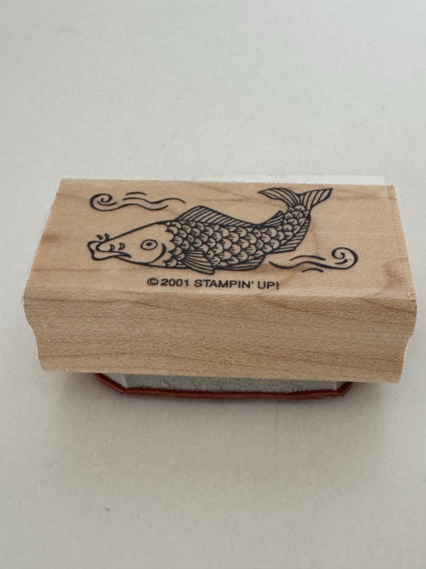 Stampin Up Rubber Stamp Koi Fish Pond Nature Asian Theme Card Making Wood Mount