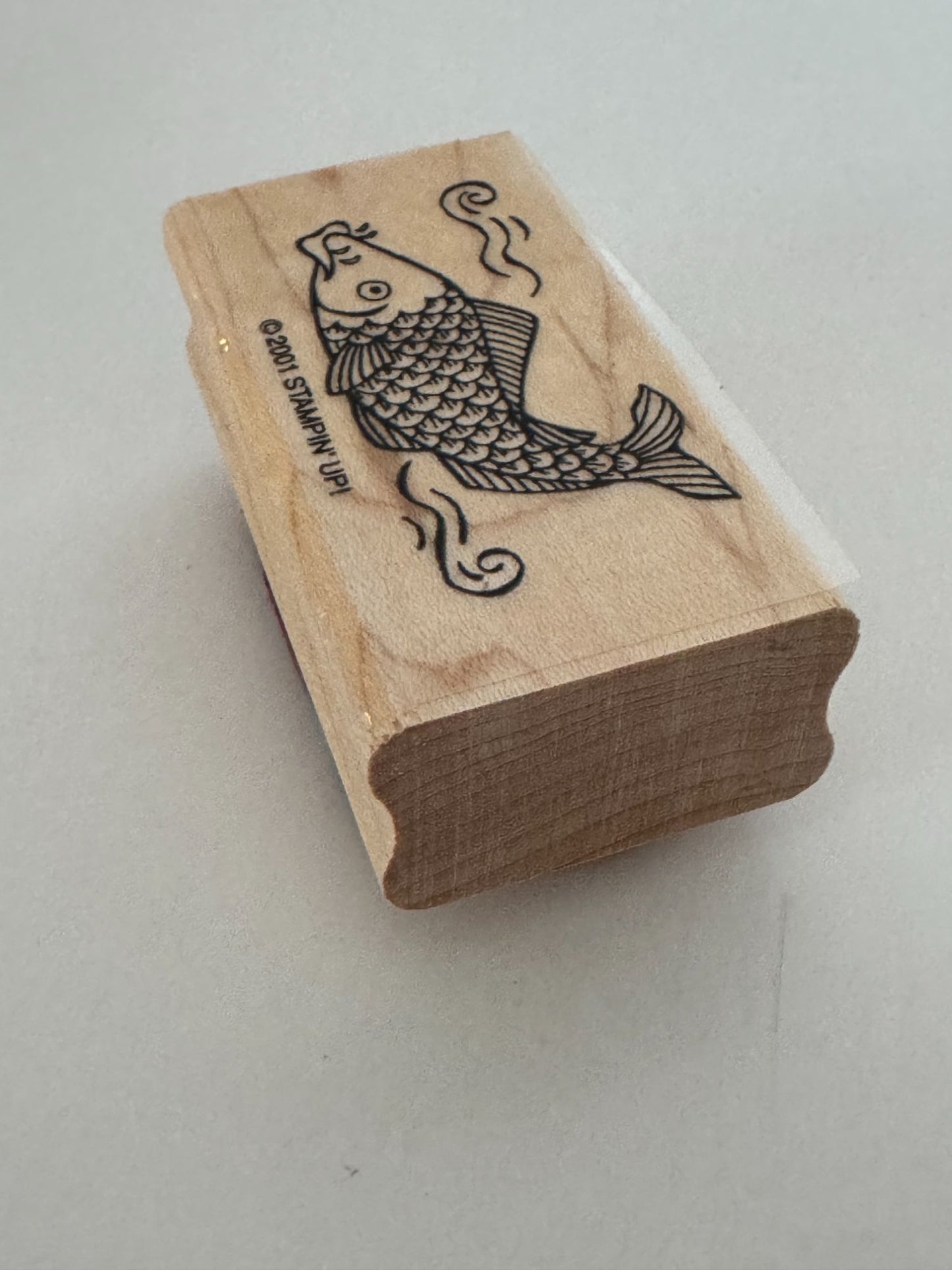Stampin Up Rubber Stamp Koi Fish Pond Nature Asian Theme Card Making Wood Mount