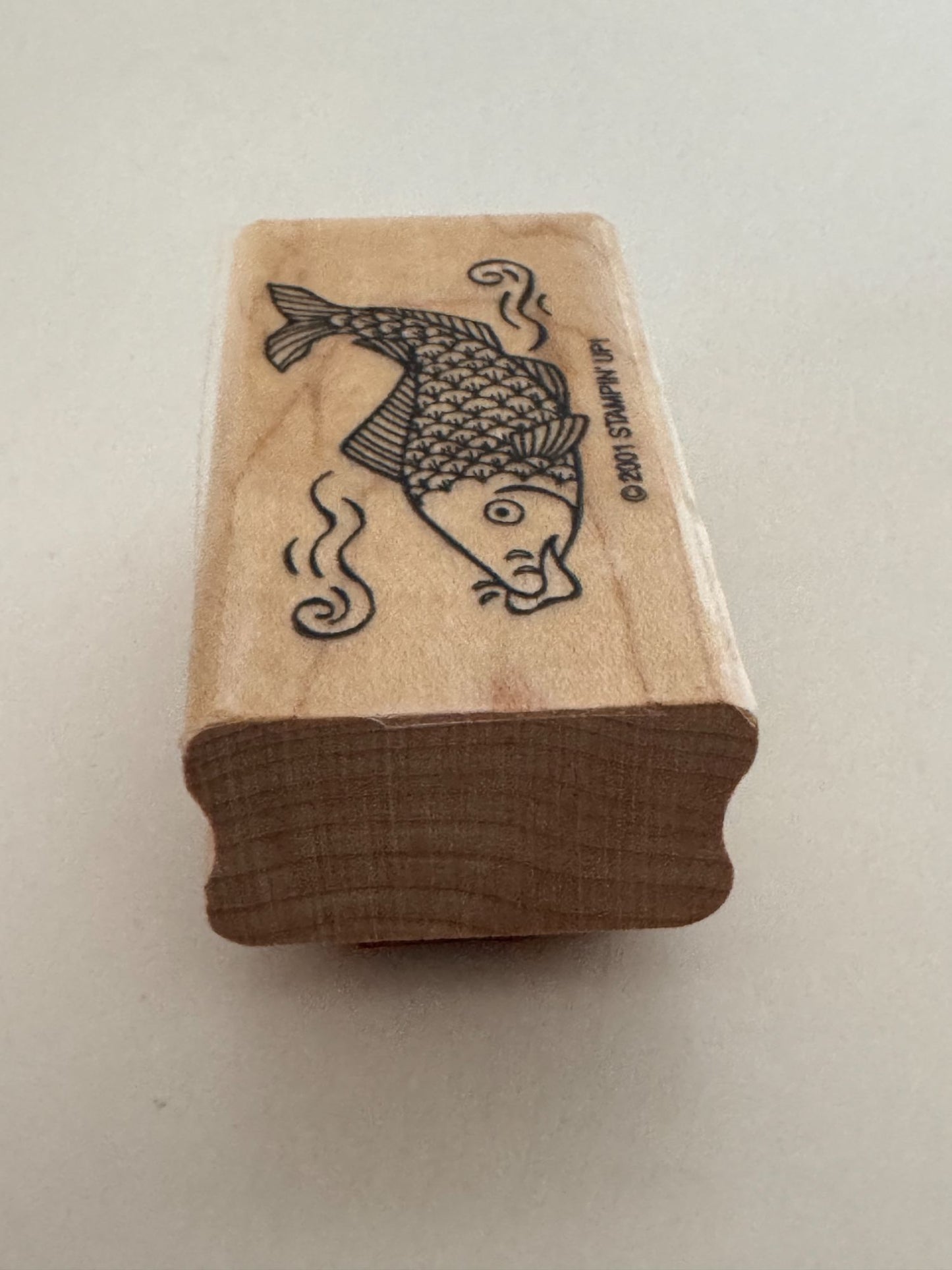 Stampin Up Rubber Stamp Koi Fish Pond Nature Asian Theme Card Making Wood Mount