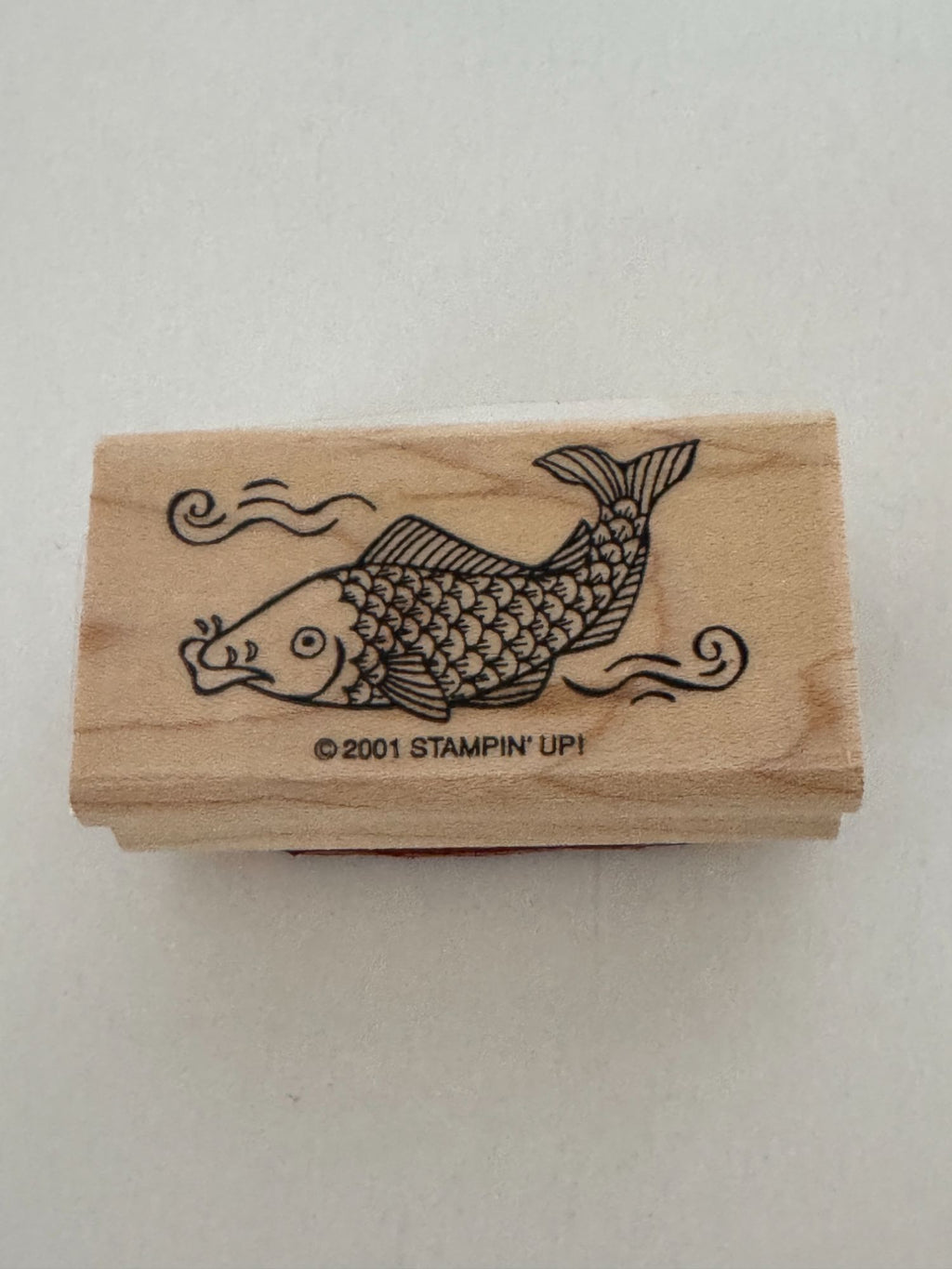 Stampin Up Rubber Stamp Koi Fish Pond Nature Asian Theme Card Making Wood Mount
