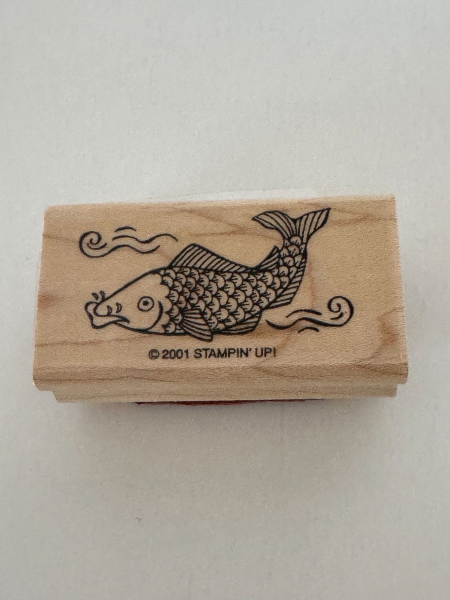 Stampin Up Rubber Stamp Koi Fish Pond Nature Asian Theme Card Making Wood Mount