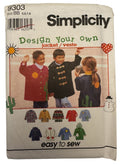 Simplicity Sewing Pattern 9303 Kids Jacket Heart Pocket Boys Girls 5 6 7 8 Uncut