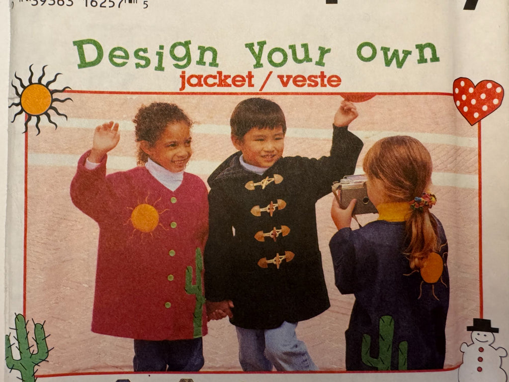 Simplicity Sewing Pattern 9303 Kids Jacket Heart Pocket Boys Girls 5 6 7 8 Uncut