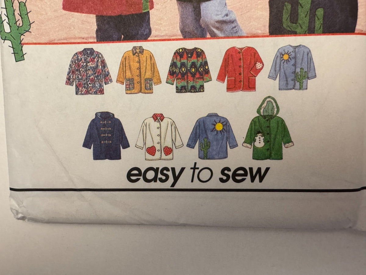 Simplicity Sewing Pattern 9303 Kids Jacket Heart Pocket Boys Girls 5 6 7 8 Uncut