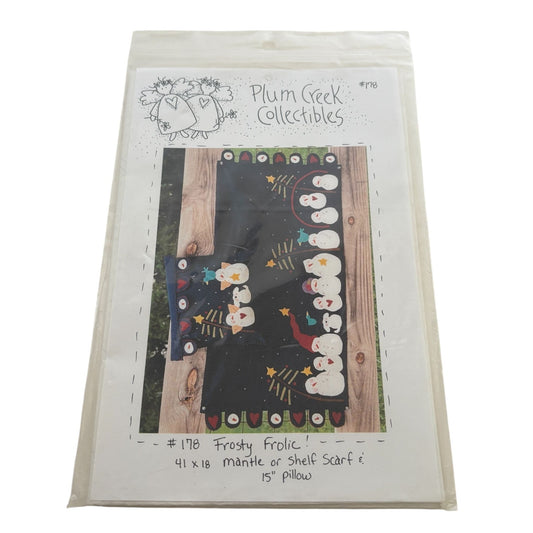 Plum Creek Collectibles Sewing Pattern Frosty Frolic Mantle Scarf Pillow Snowman