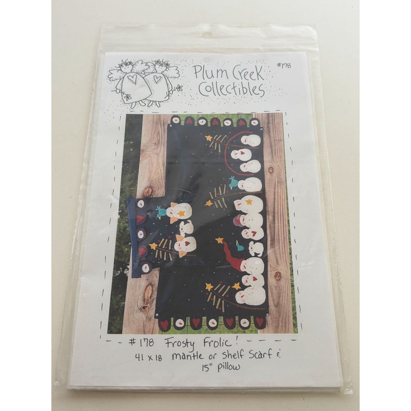 Plum Creek Collectibles Sewing Pattern Frosty Frolic Mantle Scarf Pillow Snowman
