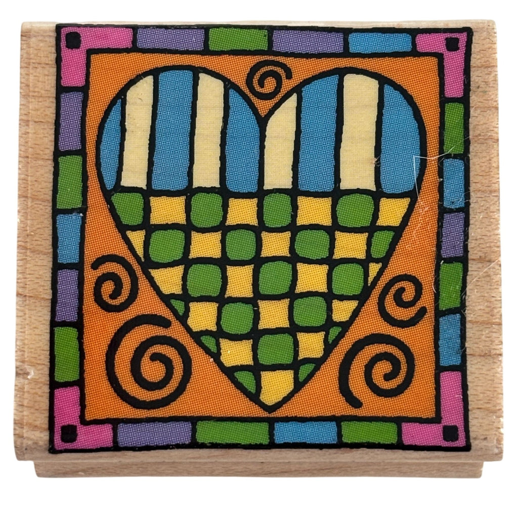 Hero Arts Rubber Stamp Grid Heart Square Colorful Cardmaking Craft Wood Mounted Scrapbooking
