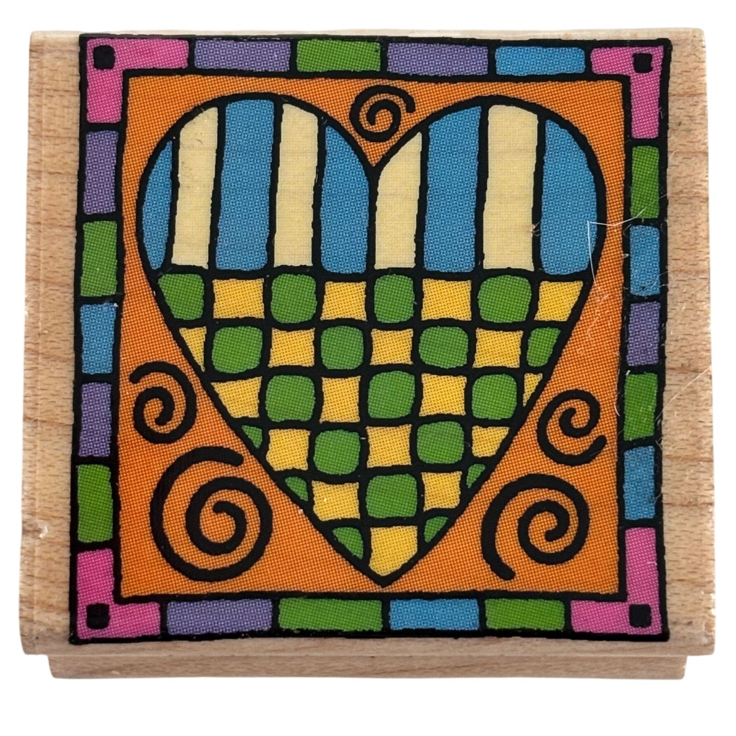 Hero Arts Rubber Stamp Grid Heart Square Colorful Cardmaking Craft Wood Mounted Scrapbooking