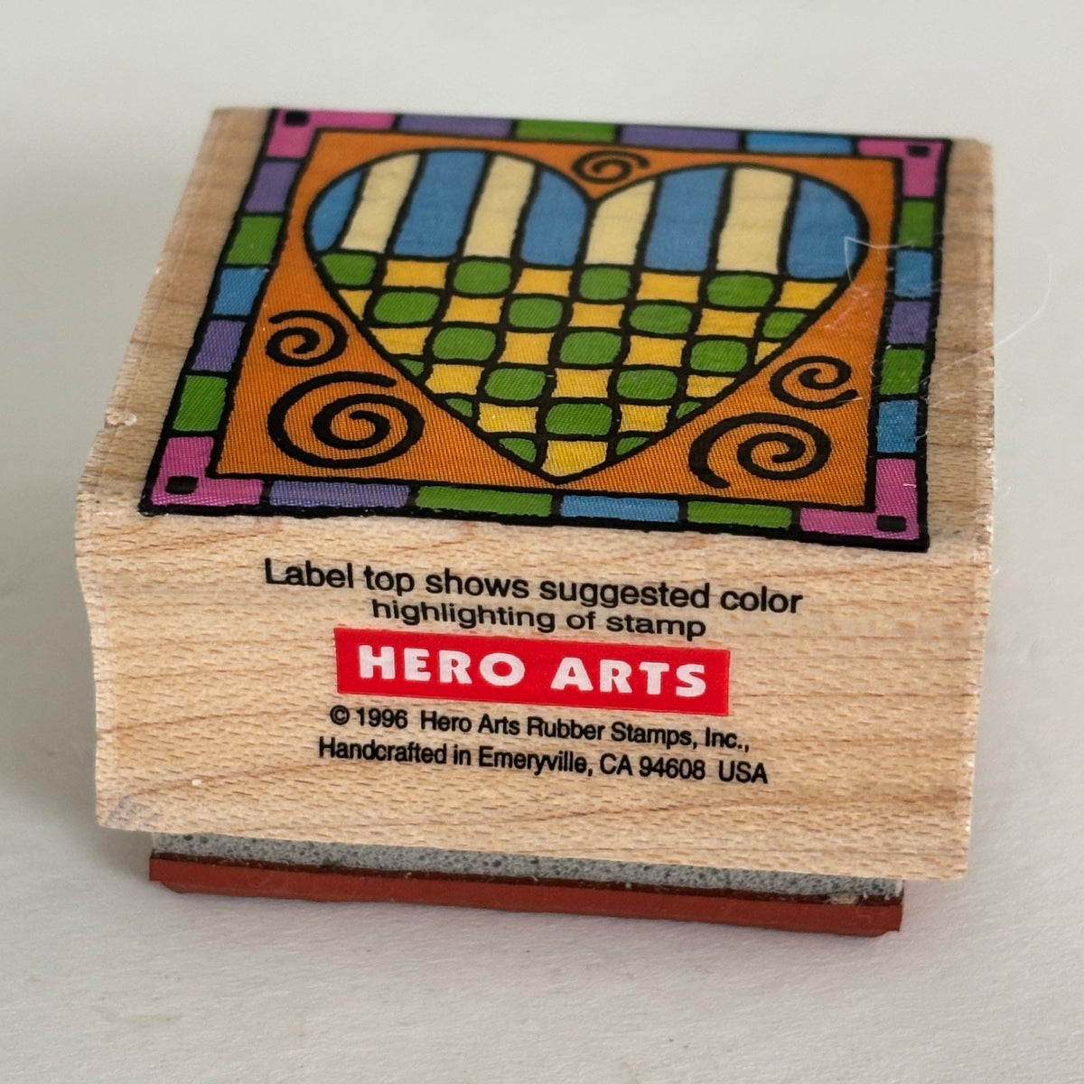 Hero Arts Rubber Stamp Grid Heart Square Colorful Cardmaking Craft Wood Mounted Scrapbooking