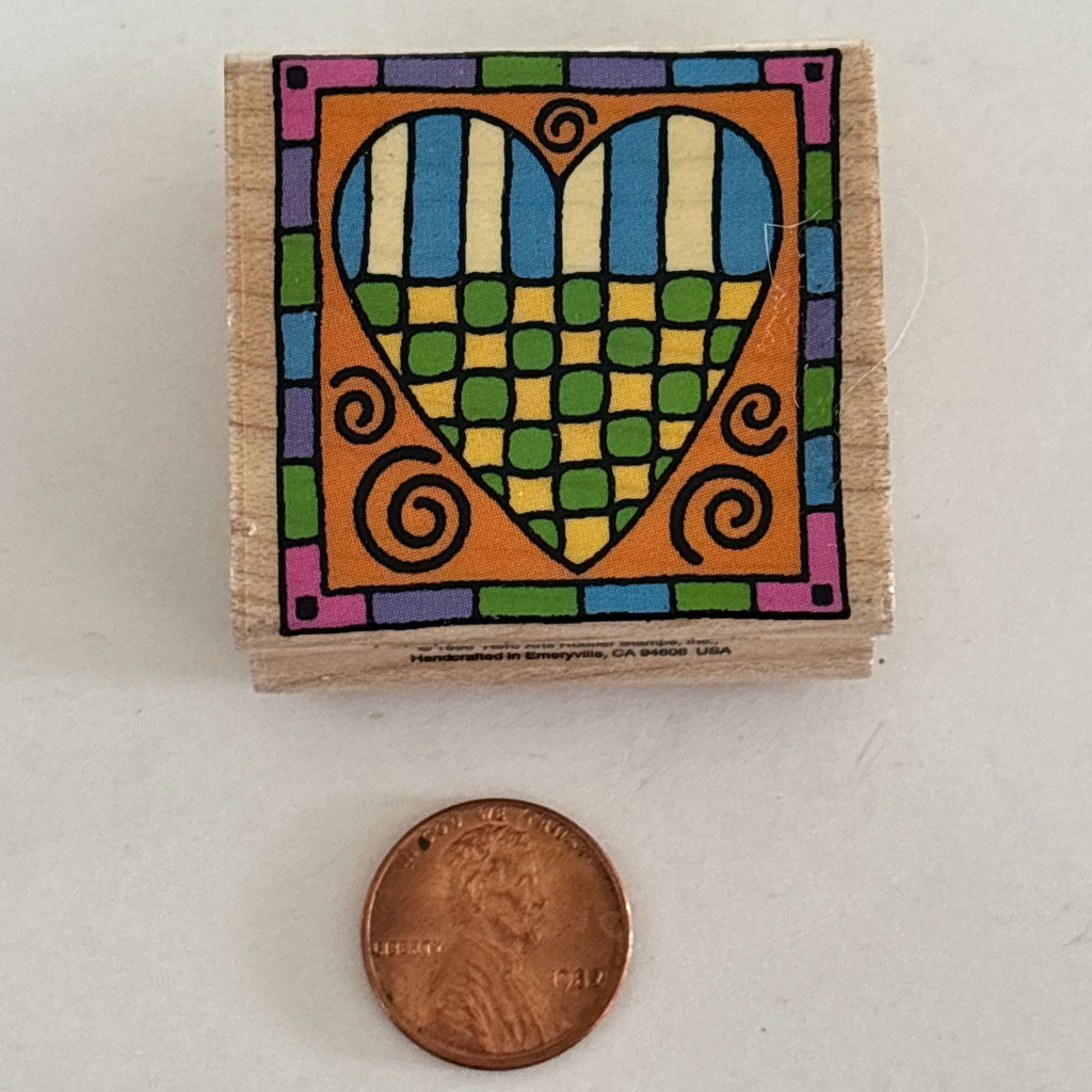 Hero Arts Rubber Stamp Grid Heart Square Colorful Cardmaking Craft Wood Mounted Scrapbooking