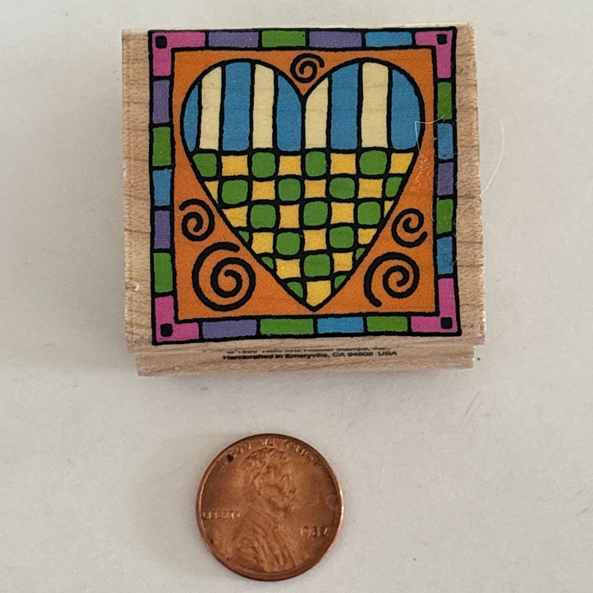 Hero Arts Rubber Stamp Grid Heart Square Colorful Cardmaking Craft Wood Mounted Scrapbooking