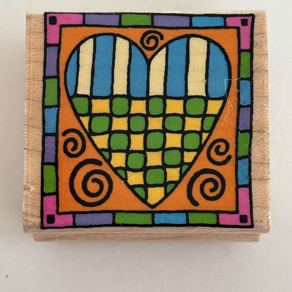 Hero Arts Rubber Stamp Grid Heart Square Colorful Cardmaking Craft Wood Mounted Scrapbooking