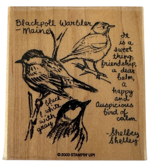 Stampin Up Rubber Stamp Blackpoll Warbler Bird Maine Friendship Card Making Word