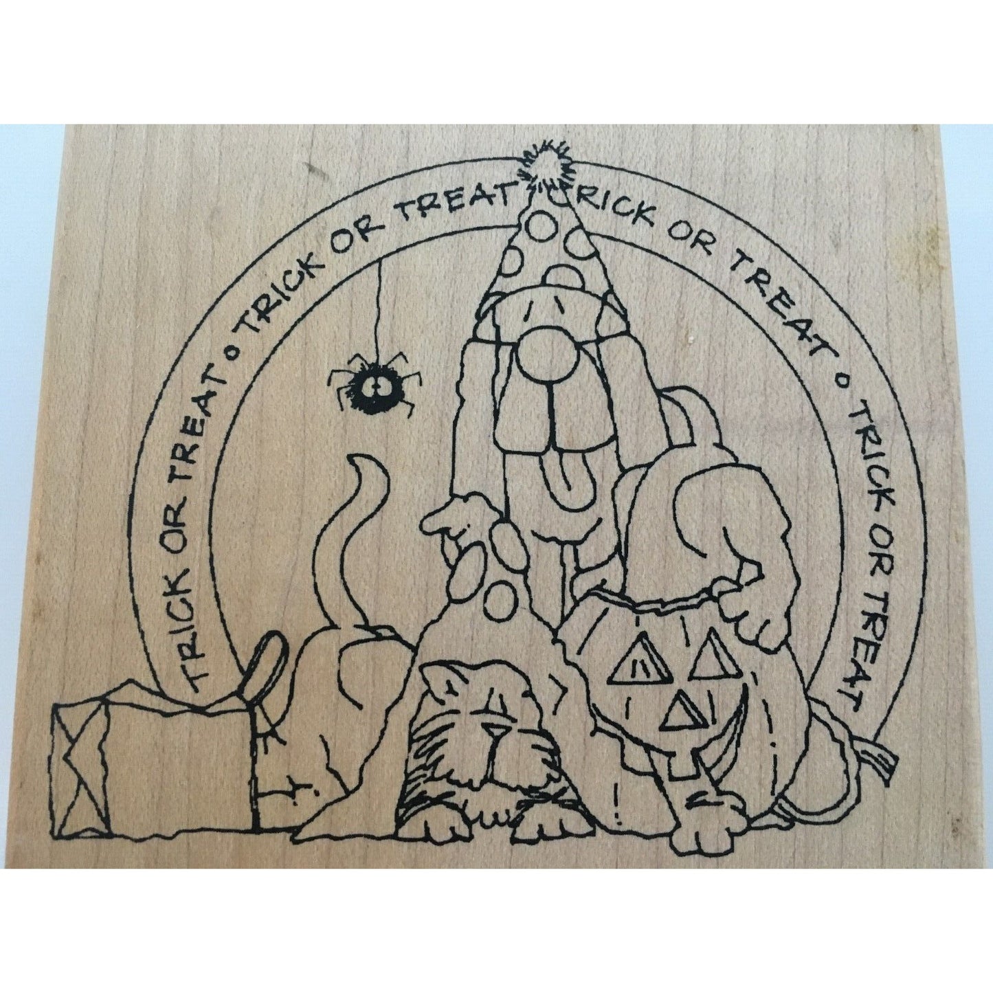 Inky Antics Rubber Stamp Trick or Treat Halloween Costume Dogs Puppy Spider Fun