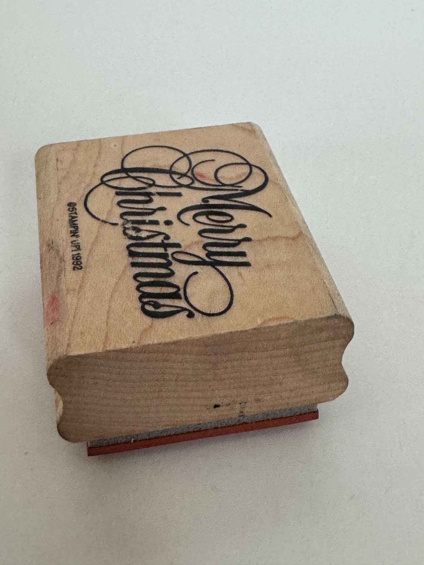 Stampin Up Rubber Stamp Merry Christmas Card Making Words Cursive Elegant Script