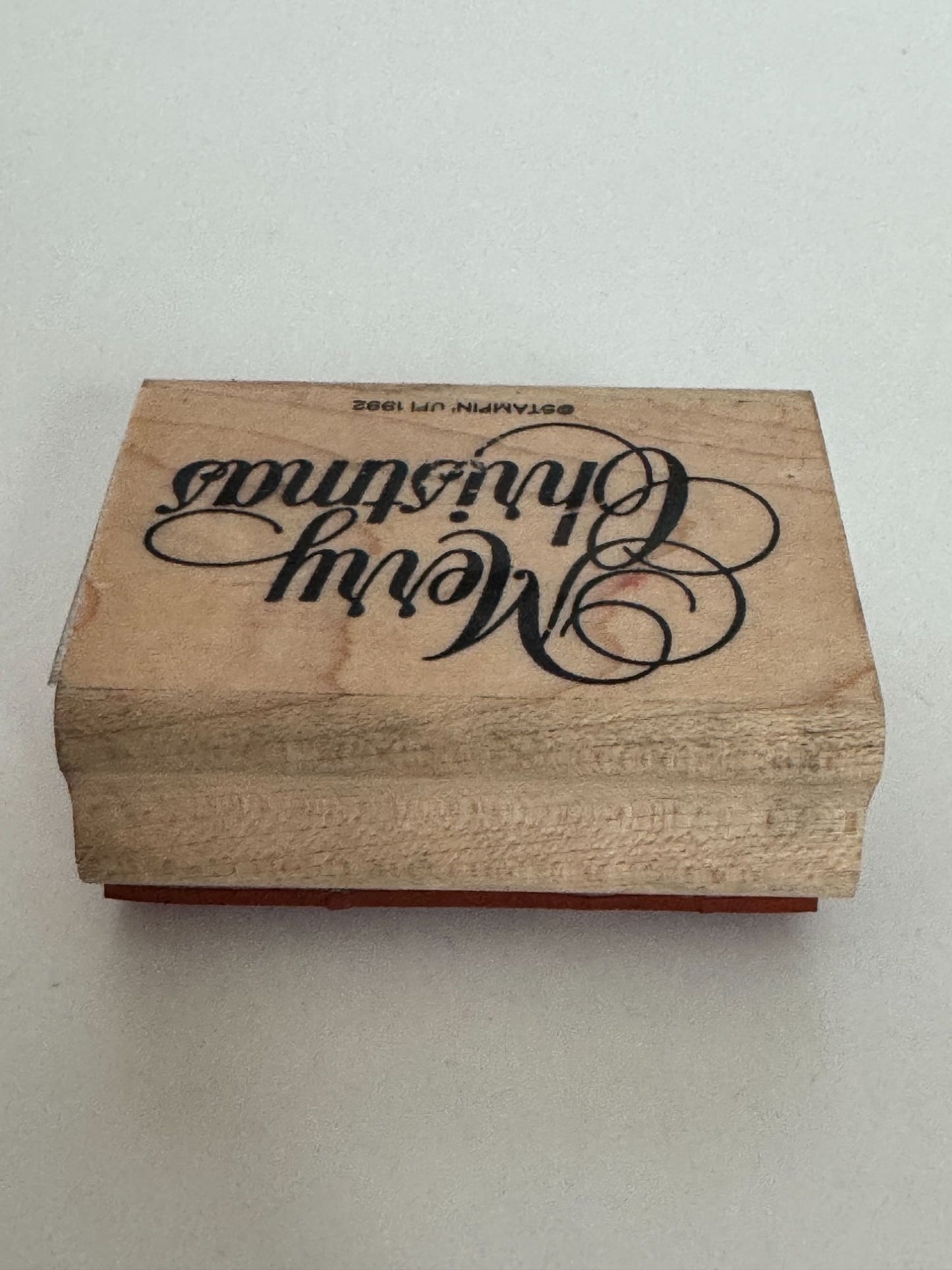 Stampin Up Rubber Stamp Merry Christmas Card Making Words Cursive Elegant Script