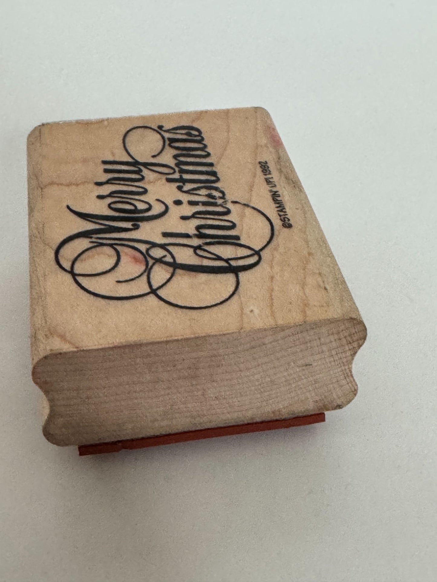 Stampin Up Rubber Stamp Merry Christmas Card Making Words Cursive Elegant Script