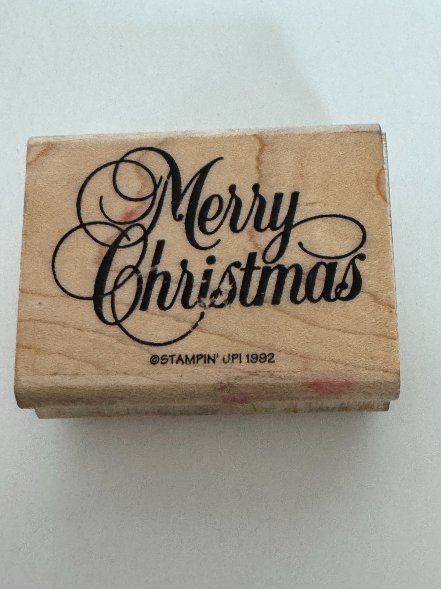 Stampin Up Rubber Stamp Merry Christmas Card Making Words Cursive Elegant Script