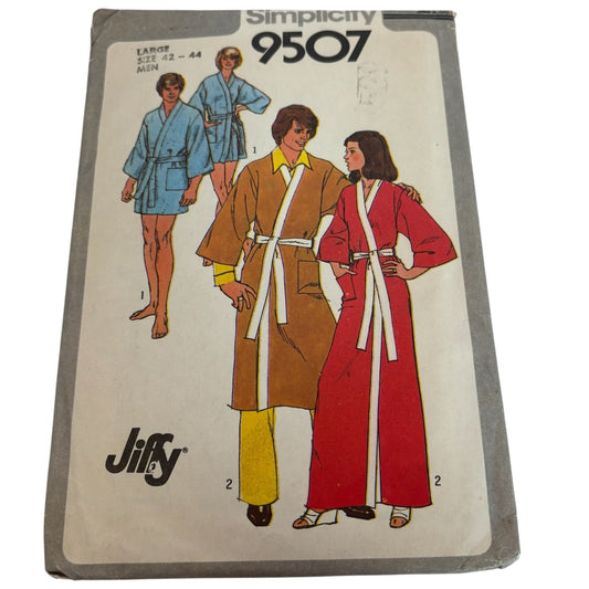 Simplicity Sewing Pattern 9507 Jiffy Vintage Mens Kimono Robe CUT Size L 42-44
