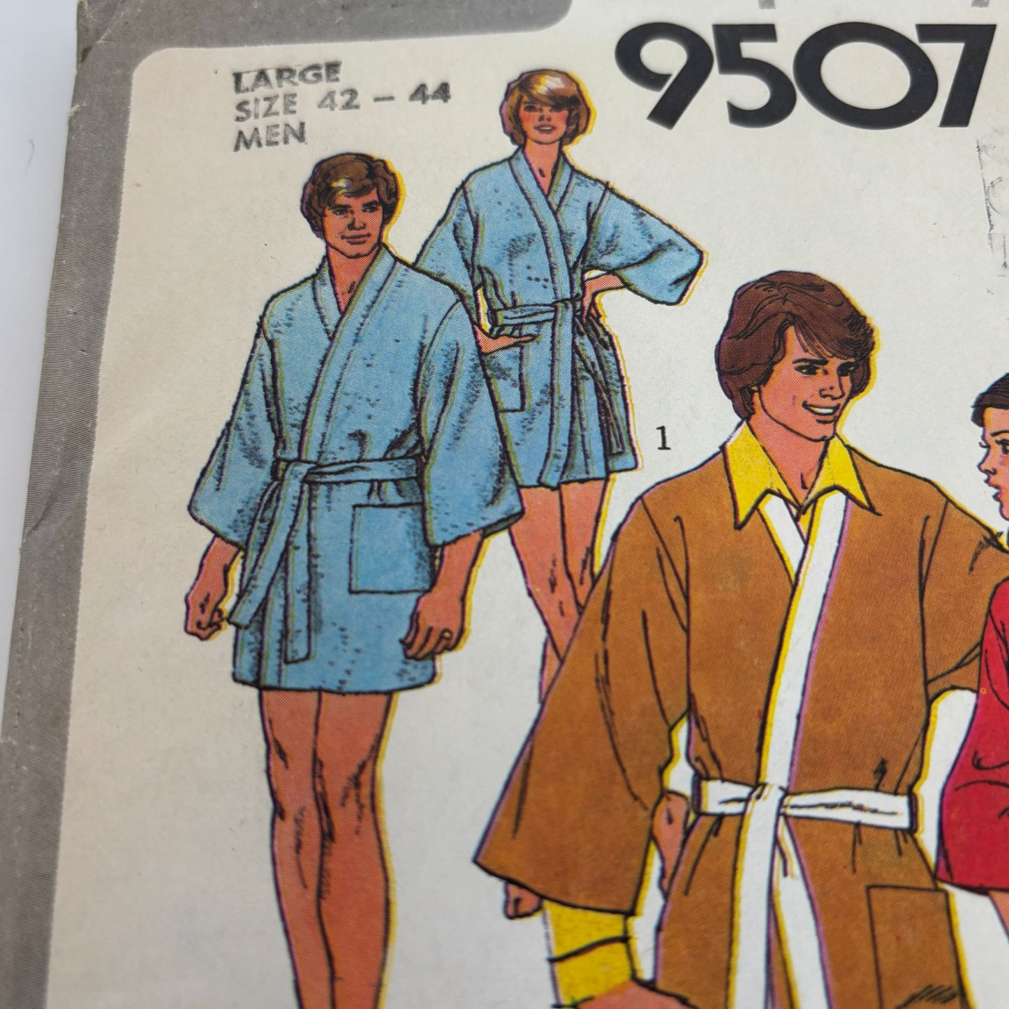 Simplicity Sewing Pattern 9507 Jiffy Vintage Mens Kimono Robe CUT Size L 42-44