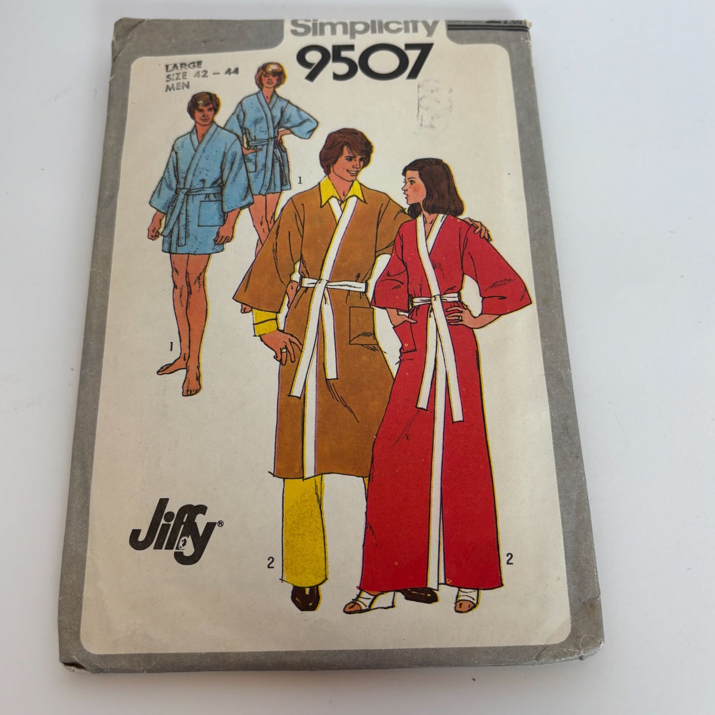 Simplicity Sewing Pattern 9507 Jiffy Vintage Mens Kimono Robe CUT Size L 42-44
